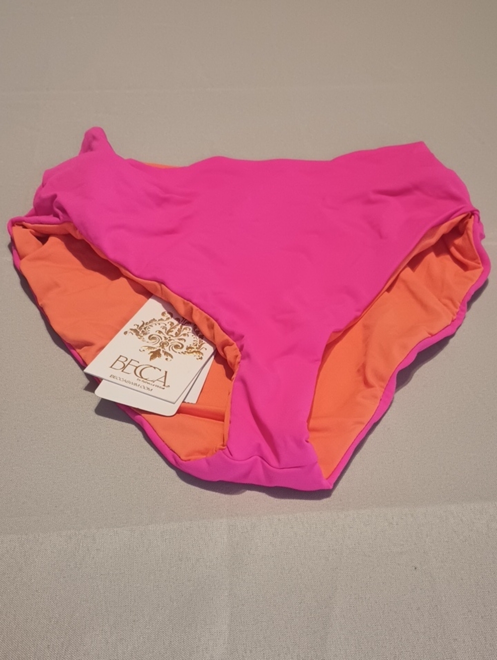 BECCA Reversible Bikini Bottom in Hot Pink with Orange Lining